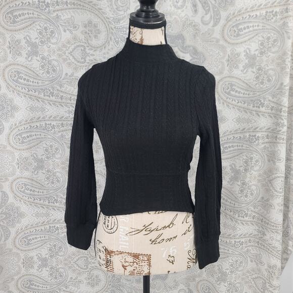 Band of the Free Raquel cable knit crop sweater size small Dark academia Office - Picture 2 of 9
